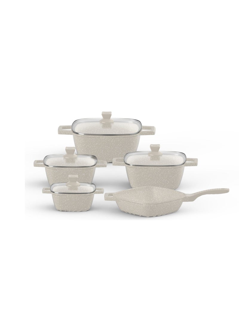PERFECT KITCHEN 9PCS COOKWARE Set Beige&white-Size(20X9.3CM)(24 - Image 5